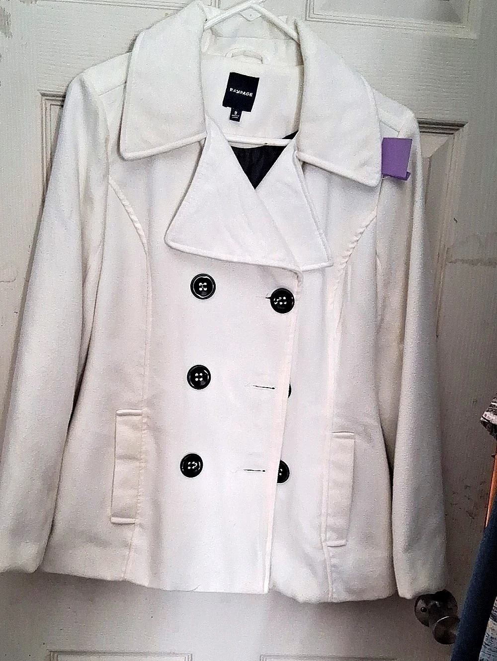 M. Mages White Double-Breasted Pea Coat NWT